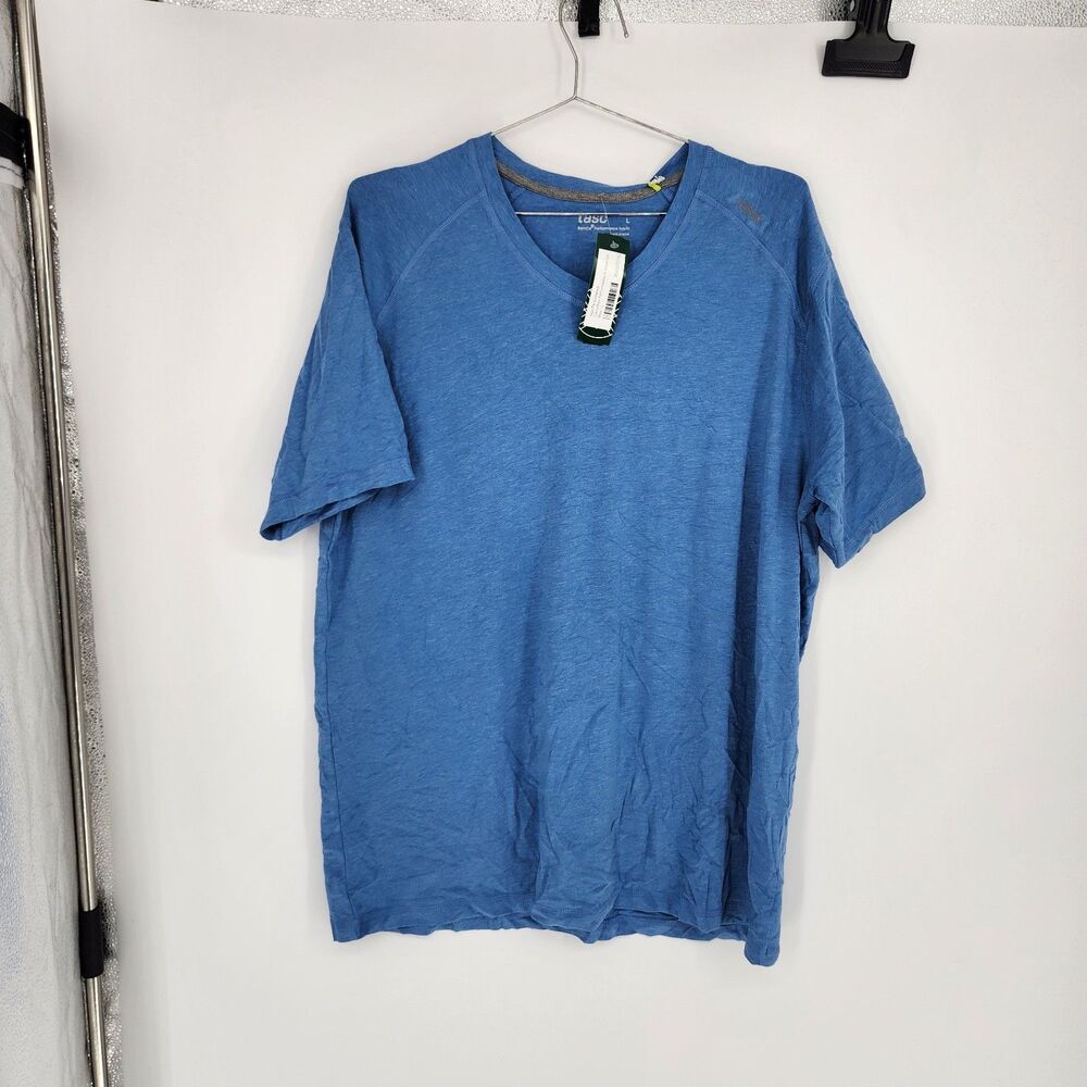 Tasc Performance Blue Large Carrollton Performance V Neck Tee NWT